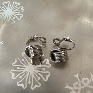 Simple silver knotted 50’s vintage clip on earrings for everyday use